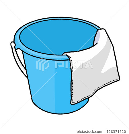 Bucket and dust cloth 128371320
