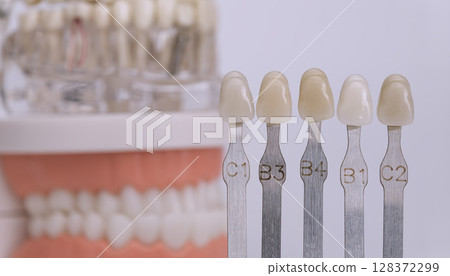 Tooth shade guide for dental color matching 128372299
