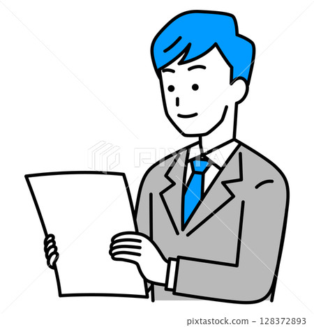 A man in a suit looking at documents 128372893