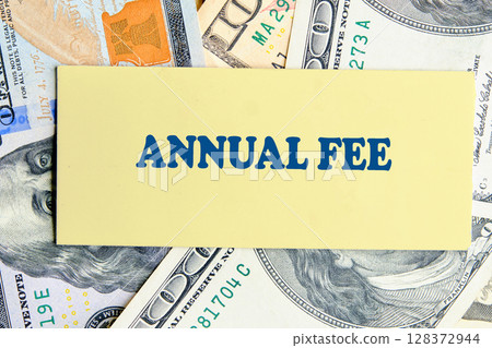 The ANNUAL FEE concept phrase. Membership dues, subscription, group concepts 128372944