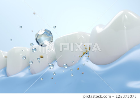Oral care concept illustration of cleaning the gaps between teeth 128373075