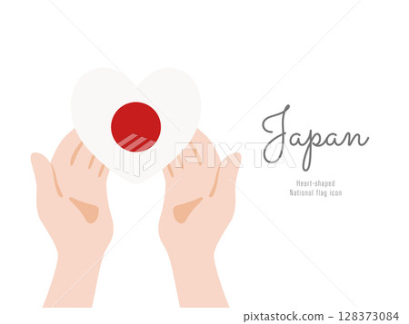 [日本] 手和國旗圖標矢量圖 128373084