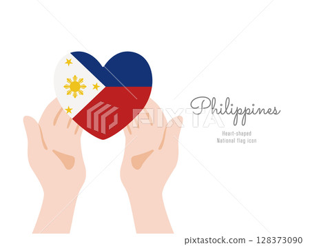 [菲律賓] 手和國旗圖標矢量圖 128373090