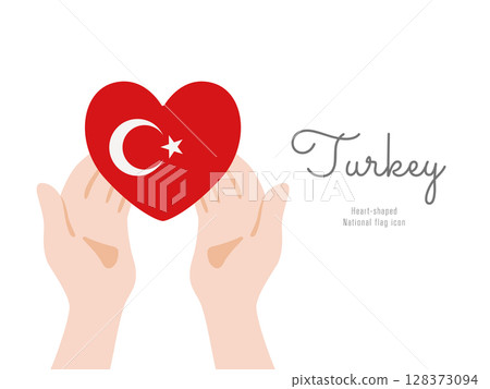 [Turkey] hand and national flag icon vector illustration 128373094