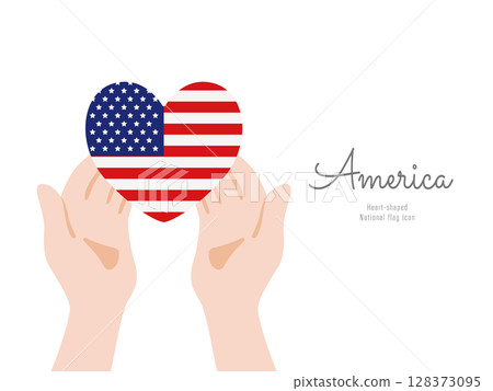[USA] Hand and flag icon Vector illustration 128373095