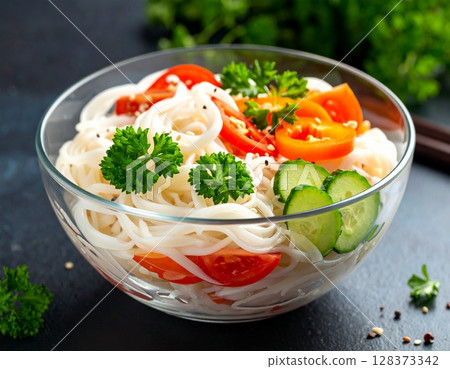 Somen noodles in a glass bowl Somen noodles in a glass bowl 128373342