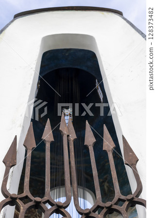 Close up shot of the decorative metal spears 128373482