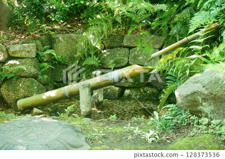 Shishiodoshi in the tea garden, Tokugawaen Shishiodoshi in the tea garden, Tokugawaen 128373536
