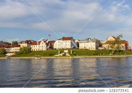 07.07.2025- Minsk, Belarus - Svislach river in the city. 128373541