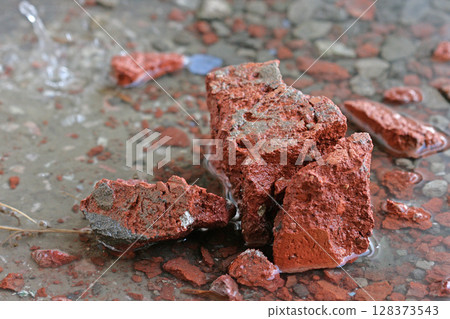 Texture of the old brick wall 128373543