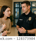 Young woman consulting the police 128373984