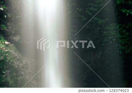 Slow shutter shot of part of a cascading waterfall 128374023