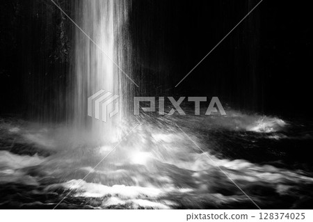 Slow shutter shot of part of a cascading waterfall Slow shutter shot of part of a cascading waterfall 128374025