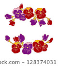 Pansy frame Japanese style pattern 128374031