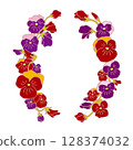 Pansy frame Japanese style pattern 128374032