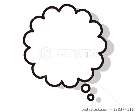 A cute and relaxed speech bubble with hand-drawn line shadows - Cloud type - 25 A cute and relaxed speech bubble with hand-drawn line shadows - Cloud type - 25 128374111