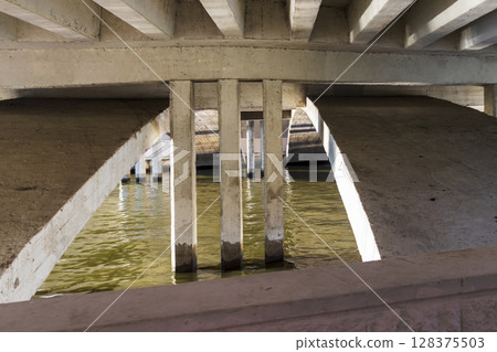 Shot of the bridge across the river 128375503