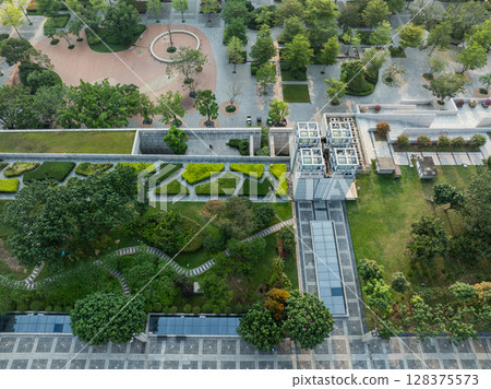 Aerial view of beautiful park landscape Aerial view of beautiful park landscape 128375573