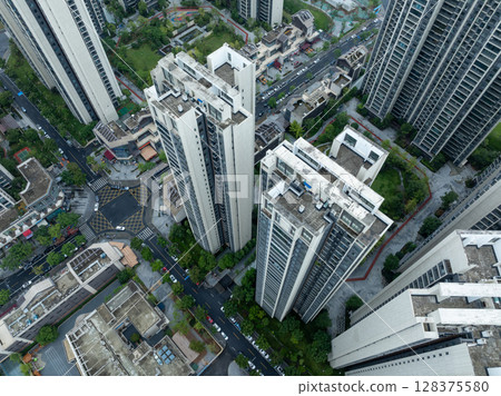 Aerial view of landscape in chengdu city,China 128375580