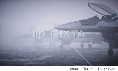 Military american base. American fighter jet. 3d rendering. Military american base. American fighter jet. 3d rendering. 128375989