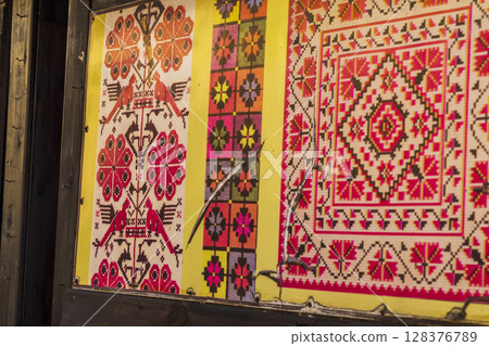 Traditional Belarusian woven ornament. Texture Traditional Belarusian woven ornament. Texture 128376789