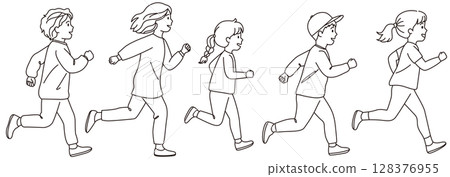 Running children illustration set 04 Running children illustration set 04 128376955