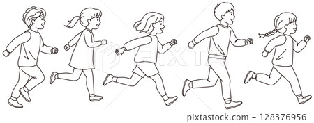 Running children illustration set 05 128376956