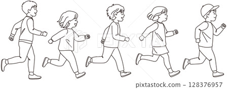 奔跑的兒童插圖集06 128376957