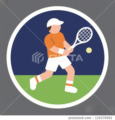 Tennis playing icon 128376992