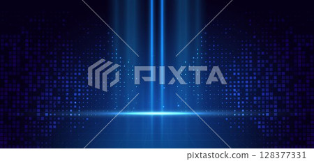Technology futuristic neon blue lighting effect hi-tech communication, innovation design on dark blue background. Technology futuristic neon blue lighting effect hi-tech communication, innovation design on dark blue background. 128377331
