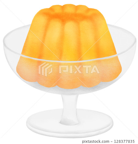 甜點杯中的橘子果凍插圖 128377835