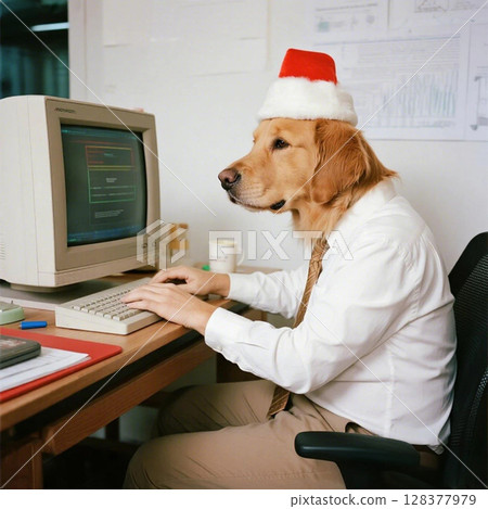 一隻操作電腦的狗 128377979