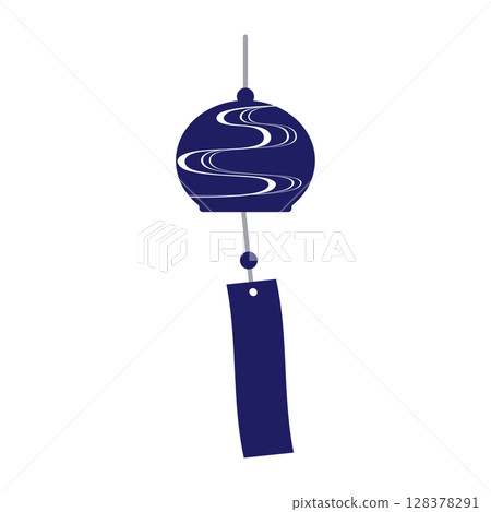 風鈴插圖圖示（夏季日本圖案、水波紋） 128378291