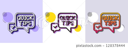 Quick tips line icon. Halftone dotted pattern. Gradient icon with grain shadow. Helpful tricks speech bubble sign. Line quick tips icon. Various designs. Vector Quick tips line icon. Halftone dotted pattern. Gradient icon with grain shadow. Helpful tricks speech bubble sign. Line quick tips icon. Various designs. Vector 128378444