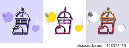 Ice cream milkshake line icon. Halftone dotted pattern. Gradient icon with grain shadow. Vanilla sundae sign. Frozen summer dessert symbol. Line ice cream milkshake icon. Various designs. Vector Ice cream milkshake line icon. Halftone dotted pattern. Gradient icon with grain shadow. Vanilla sundae sign. Frozen summer dessert symbol. Line ice cream milkshake icon. Various designs. Vector 128378459