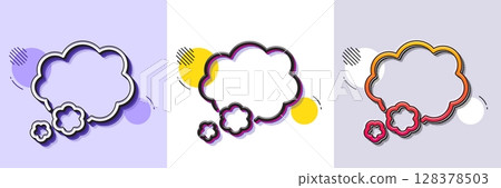 Talk bubble line icon. Halftone dotted pattern. Gradient icon with grain shadow. Speech bubble sign. Chat message symbol. Line talk bubble icon. Various designs. Vector 128378503