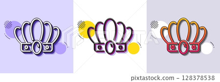 Crown line icon. Halftone dotted pattern. Gradient icon with grain shadow. King or queen corona sign. Royal monarchy symbol. Line crown icon. Various designs. Vector 128378538