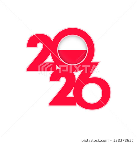 2026 banner with Poland flag inside. 2026 banner with Poland flag inside. 128378635