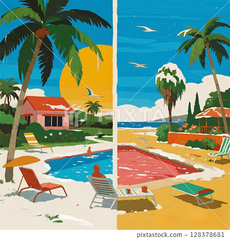 A world where summer and winter coexist A world where summer and winter coexist 128378681
