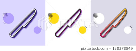 Table knife line icon. Halftone dotted pattern. Gradient icon with grain shadow. Kitchen cutlery sign. Kitchenware utensils symbol. Line table knife icon. Various designs. Vector Table knife line icon. Halftone dotted pattern. Gradient icon with grain shadow. Kitchen cutlery sign. Kitchenware utensils symbol. Line table knife icon. Various designs. Vector 128378849