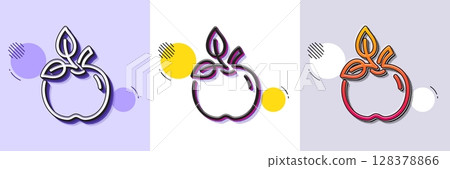 Eco food line icon. Halftone dotted pattern. Gradient icon with grain shadow. Organic tested sign. Fair trade symbol. Line eco food icon. Various designs. Vector 128378866