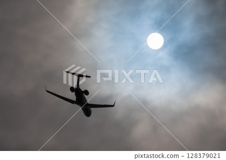 Sendai Airport in the morning, airplane taking off, Natori City, Miyagi Prefecture Sendai Airport in the morning, airplane taking off, Natori City, Miyagi Prefecture 128379021