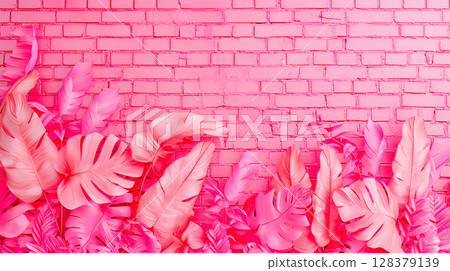 Pink brick wall backgroound 128379139