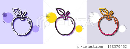 Apple line icon. Halftone dotted pattern. Gradient icon with grain shadow. Fresh fruit sign. Natural food symbol. Line apple icon. Various designs. Vector 128379462