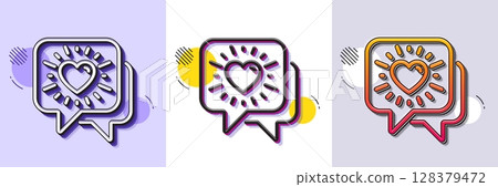 Friends chat line icon. Halftone dotted pattern. Gradient icon with grain shadow. Friendship love sign. Assistance business symbol. Line friends chat icon. Various designs. Vector Friends chat line icon. Halftone dotted pattern. Gradient icon with grain shadow. Friendship love sign. Assistance business symbol. Line friends chat icon. Various designs. Vector 128379472