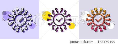 Security network line icon. Halftone dotted pattern. Gradient icon with grain shadow. Cyber defence sign. Artificial intelligence symbol. Line security network icon. Various designs. Vector Security network line icon. Halftone dotted pattern. Gradient icon with grain shadow. Cyber defence sign. Artificial intelligence symbol. Line security network icon. Various designs. Vector 128379499