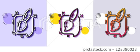 Painting brush line icon. Halftone dotted pattern. Gradient icon with grain shadow. Creativity sign. Graphic art symbol. Line painting brush icon. Various designs. Vector 128380028
