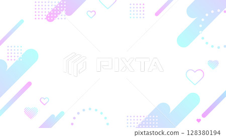 Neon color gradation pop heart frame 16:9 128380194