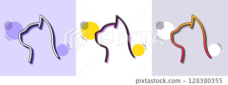 Pets care line icon. Halftone dotted pattern. Gradient icon with grain shadow. Veterinary clinic sign. Cat health symbol. Line pets care icon. Various designs. Vector 128380355