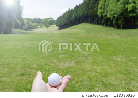 令人愉悅的高爾夫球場，綠樹成蔭 128380920